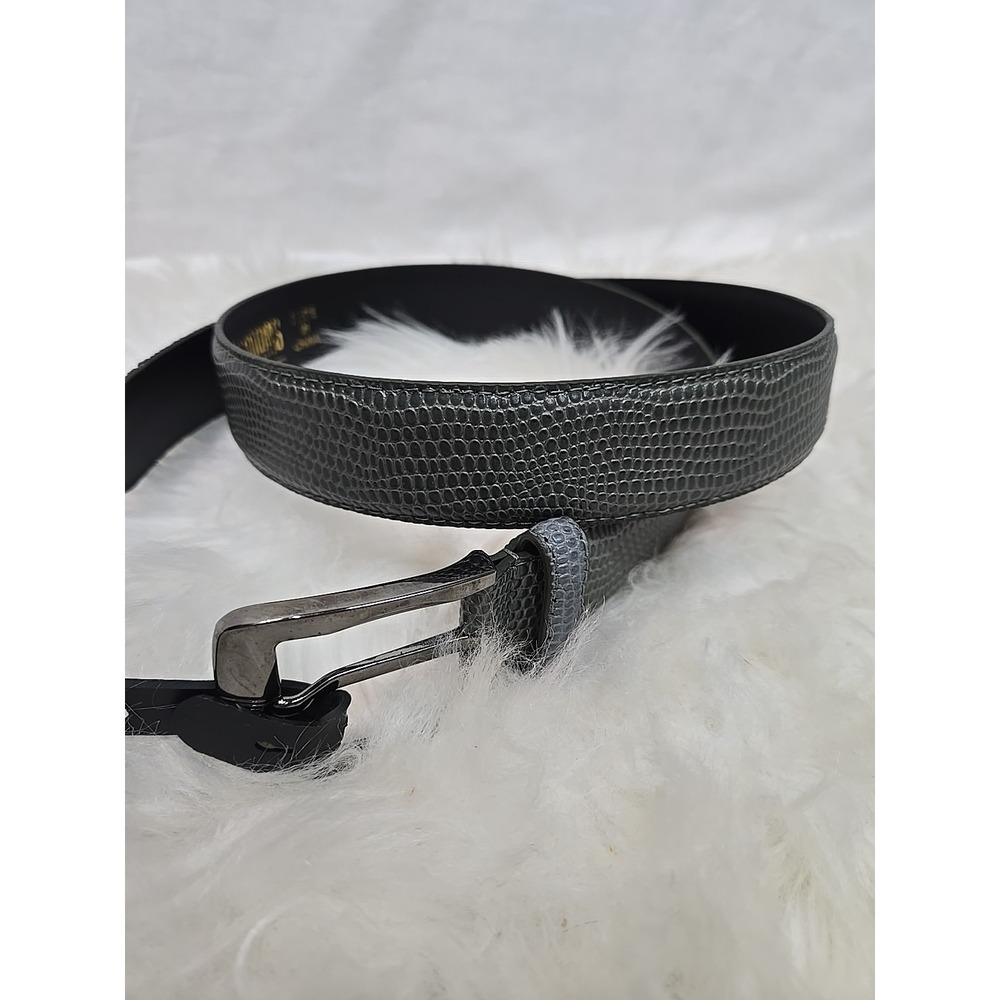 Brand New Stacy Adams Men's 34" Crocodile Snake Print Leather Belt Green Silver‎